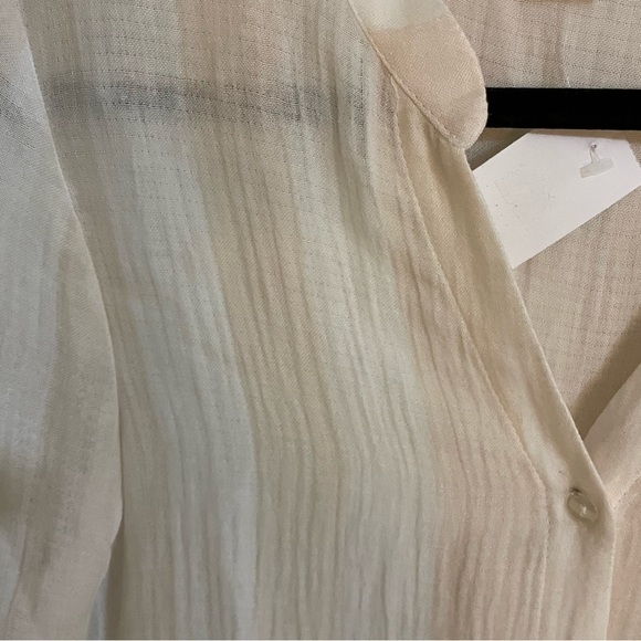 𝅺melissa Neptune Fisher High Low Wide Stripe Split Sleeve Button down Shirt - Picture 5 of 9